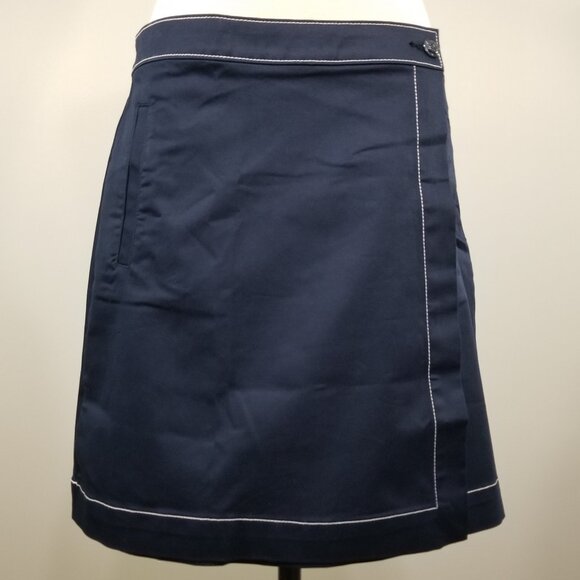 Tommy Hilfiger Size 4 Skirt A-Line Navy Faux Wrap Contrast Embellished Nautical - Picture 1 of 8
